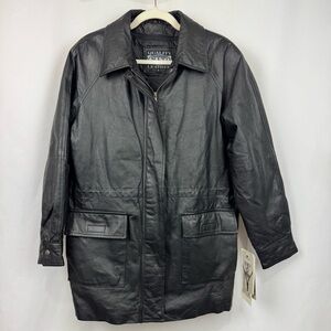 NWT Vintage Gino Quality Leathers Mens S Full Zip Leather Jacket W/ Zip In Liner